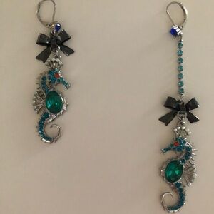 Vintage Betsey Johnson Elegant Seahorse Earrings